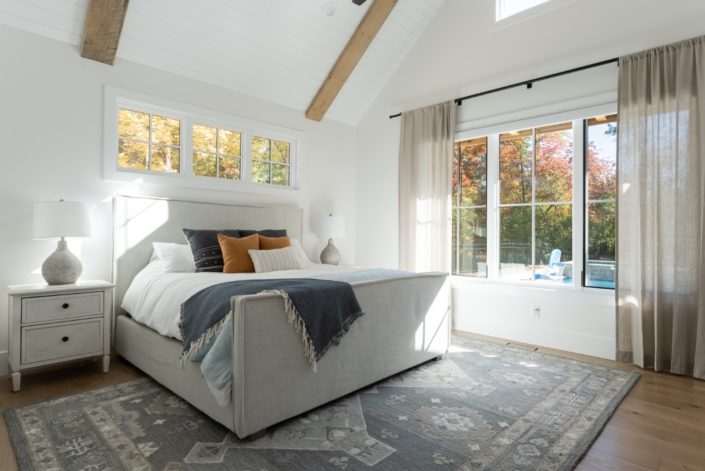 master bedroom design shiplap and beams